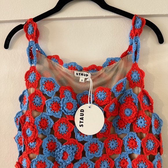 STAUD Hoya Crochet Mini Dress Small - Picture 2 of 7